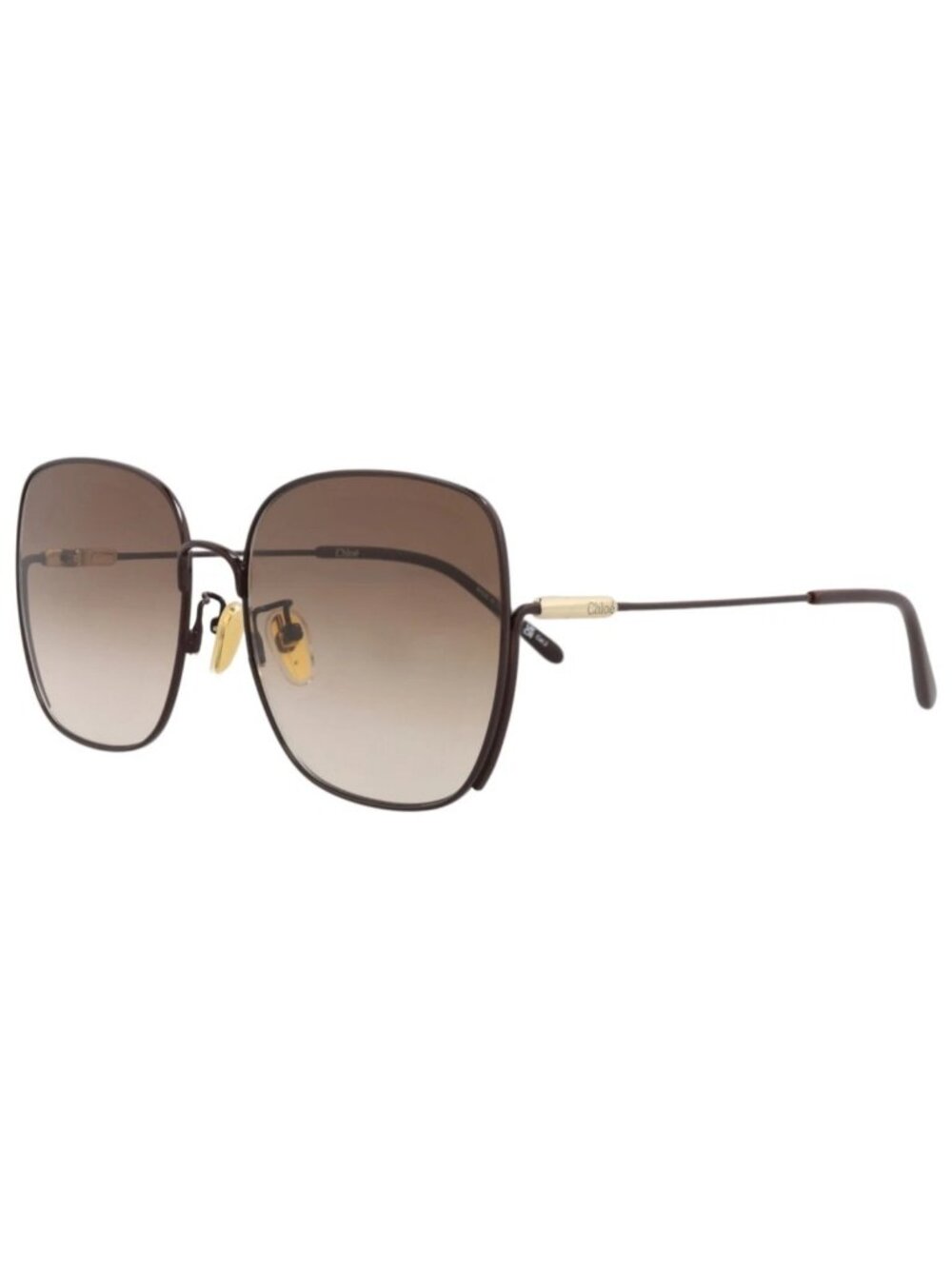 New Chloé Women's Sunglasses Square Rectangle Metal Frame Burgundy Burgundy